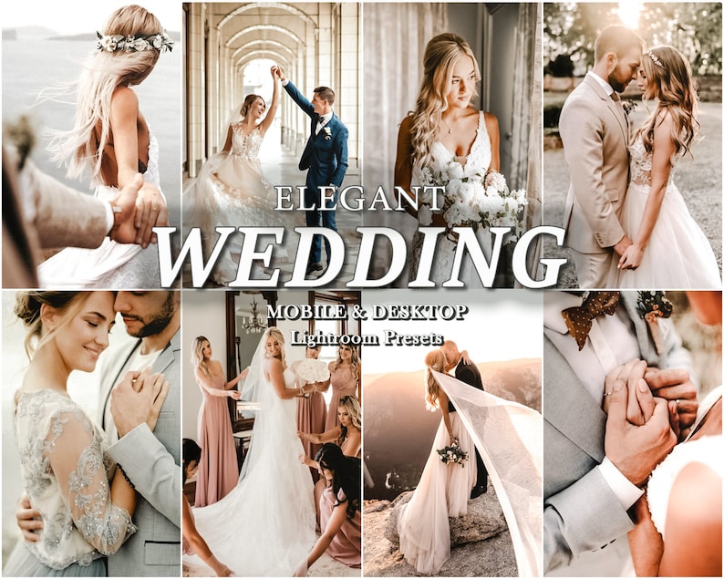 26 WEDDING Lightroom Presets, Mobile Desktop Lightroom Presets, Bright Elegant Wedding Presets, Couple Preset, Light airy Preset image 1