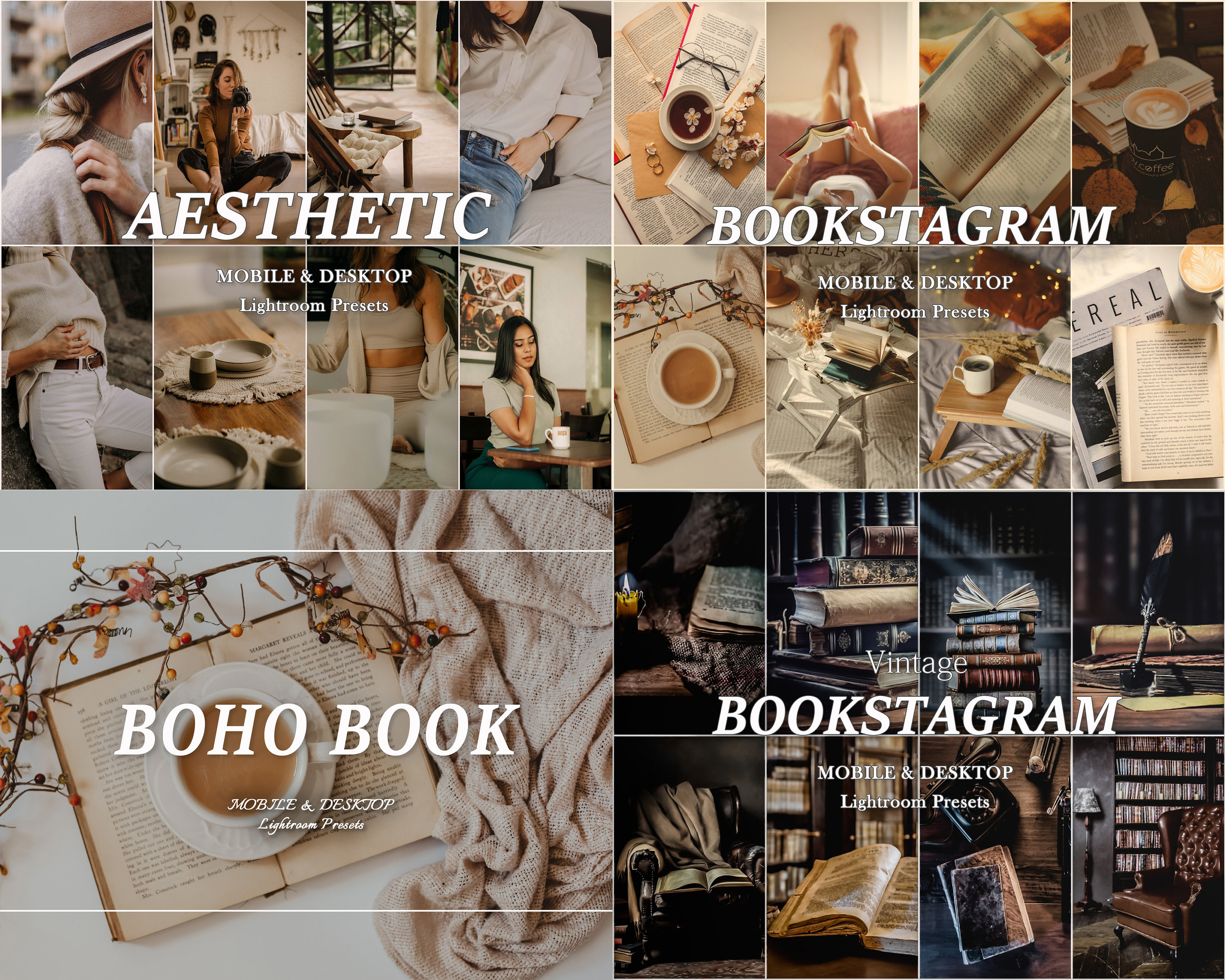 650 BOOKSTAGRAM Presets, Book Presets, Aesthetic Book Lightroom Presets ...