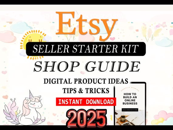 ETSY SELLER Starter Kit + 50,000 DIGITAL Products Ideas for 2025 , Etsy Digital Downloads, Passive Income, Business Ideas, Etsy seller guide