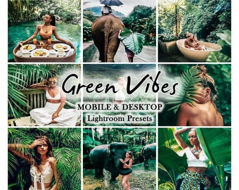 GREEN Lightroom PRESETS Mobile and Desktop - for Instagram/ Blogger/ Photo filters/ Food Presets/ Lightroom mobile presets, tropic exotic