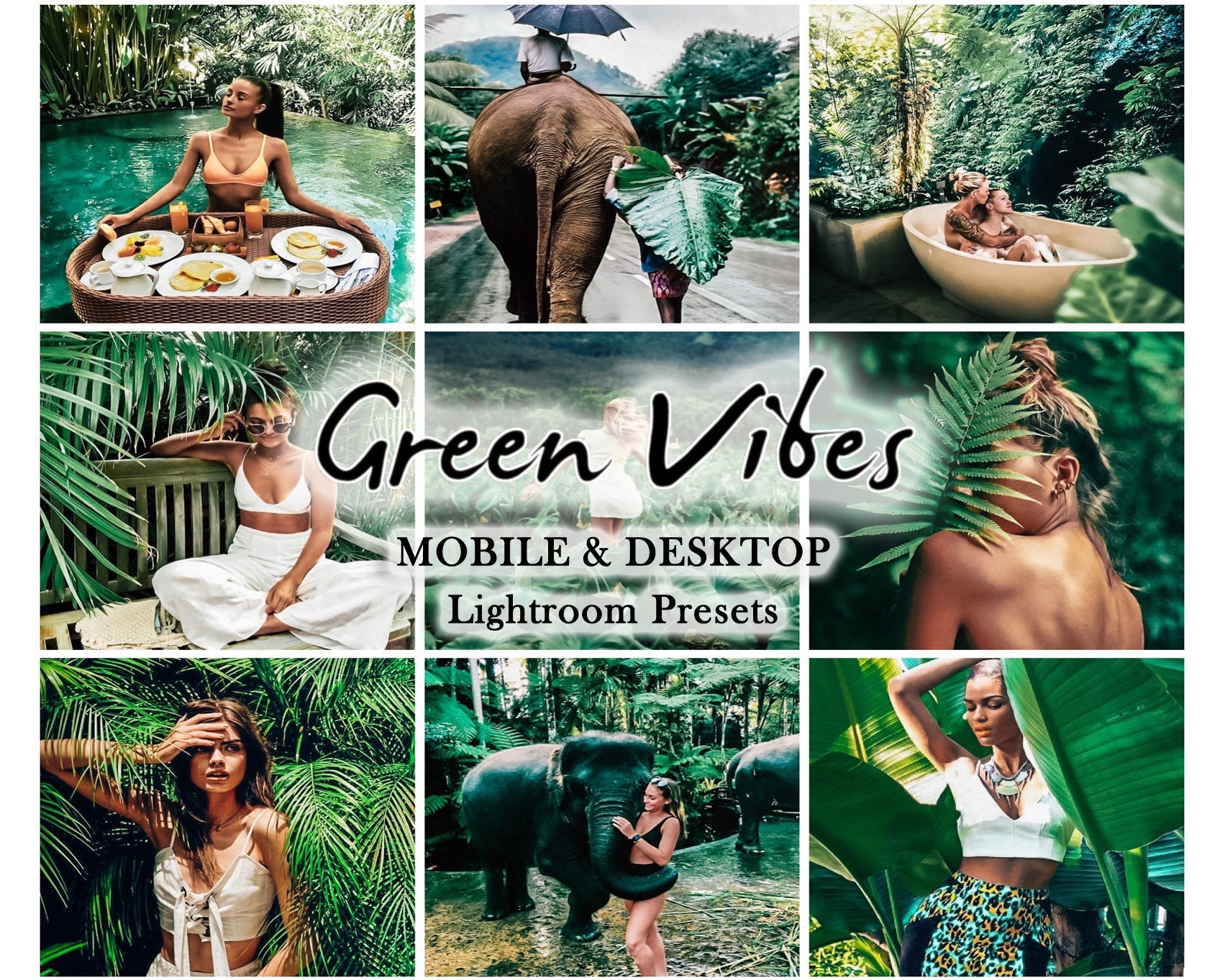 GREEN Lightroom PRESETS Mobile and Desktop - for Instagram/ Blogger/ Photo filters/ Food Presets/ Lightroom mobile presets, tropic exotic
