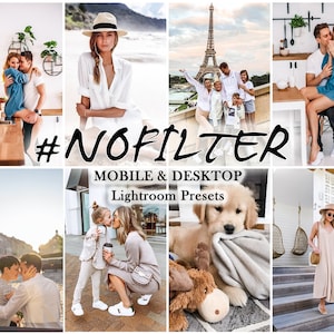 12 NO FILTER Lightroom Presets, Lightroom Mobile Presets, Instagram presets, natural presets,  blogger preset, Light Airy, clean filter