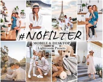 12 NO FILTER Lightroom Presets, Lightroom Mobile Presets, Instagram presets, natural presets,  blogger preset, Light Airy, clean filter