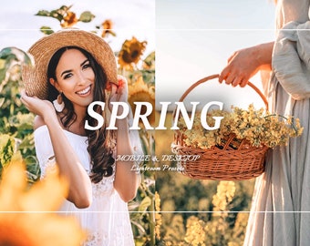 14 LENTE Lightroom-presets, mobiele desktop-presets, paasfilter, natuurlijke luchtige lente-presets, pastel Instagram-filter, bloemenesthetiek