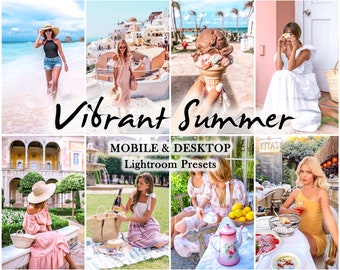 20 SUMMER LIGHTROOM Presets, Vibrant Summer preset, Spring photo filter, Aesthetic Natural Photo, Light colorful Filter Blogger, Lifestyle