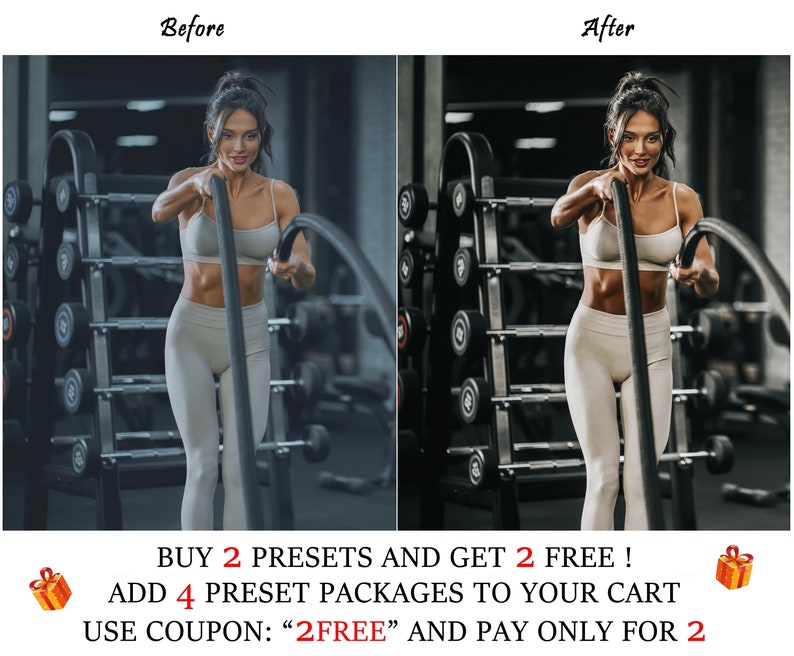 15 PRESET FITNESS, preimpostazioni LIGHTROOM per dispositivi mobili, preimpostazioni per palestra, preimpostazioni per sport, preimpostazioni per dispositivi mobili, preimpostazioni per Lightroom, preimpostazioni per Instagram, preimpostazioni per desktop immagine 6