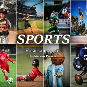 33 sportowe presety, mobilne presety Lightroom, presety na komputer, dzień gry, sportowiec, sportowy, filtr Instagrama, piłka nożna, baseball, koszykówka