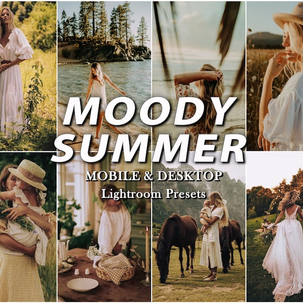 25 Moody SUMMER Presets, Lightroom Mobile Presets, Earthy Tones, Desktop Preset, Natural Photo Editing Filter for Influencer, Outdoor Preset