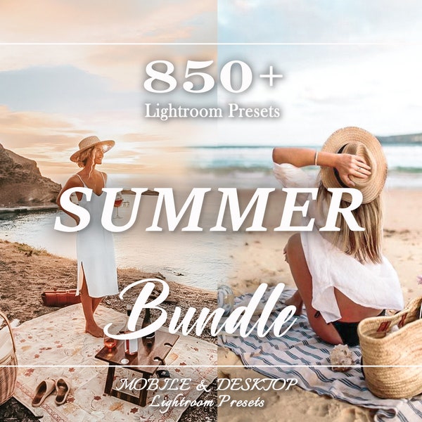 850 SOMMER Lightroom Presets Bundle, Lightroom Mobile Presets, Desktop-Urlaubs-Presets, Strand-Presets, Frühlings- und Sommer-Blogger-Presets