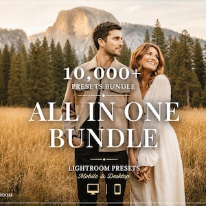 Paquete de más de 10 000 preajustes de Lightroom: preajustes de verano para móviles y filtros fotográficos para ordenador, preajustes de retratos naturales, preajustes oscuros y con ambiente para Lightroom.