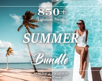 850 SUMMER LIGHTROOM Presets Bundle, Mobile and Desktop Presets, Spring and Summer Presets for Instagram, Natural Travel Outdoor Preset