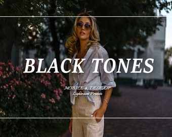 14 paramètres prédéfinis NOIR Lightroom, paramètres prédéfinis pour ordinateur de bureau mobile, paramètres prédéfinis esthétiques sombres, filtre Moody Instagram, paramètres prédéfinis minimaux pour Blogger, influenceur