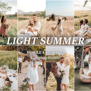 46 SUMMER Presets, Mobile LIGHTROOM Presets, Outdoor Presets, Bohemian soft Preset, Warm Light Presets, Desktop Presets, Bright Airy soft