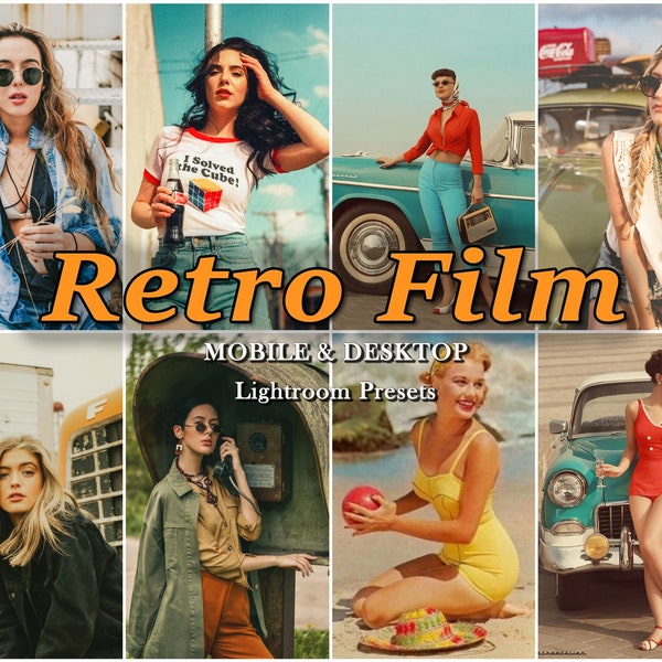 15 RETRO FILM Lightroom Presets, Aesthetic Vintage Mobile Presets, Analog Old School Presets, Retro Film filter, 80s and 70s grain presets