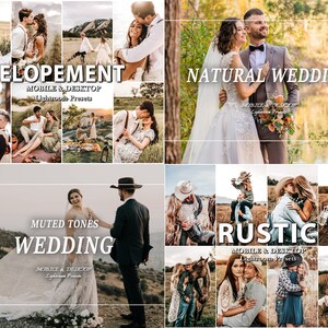 850 BRUILOFT Lightroom presets bundel, huwelijk presets, mobiele desktop presets, lichte Boho elegante bruiloft preset, paar liefde preset afbeelding 6