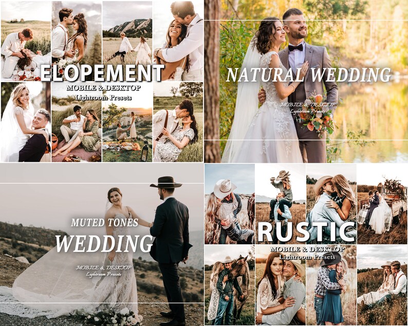 850 BRUILOFT Lightroom presets bundel, huwelijk presets, mobiele desktop presets, lichte Boho elegante bruiloft preset, paar liefde preset afbeelding 6