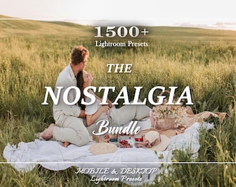 Más de 1500 ajustes preestablecidos de NOSTALGIA - Ajustes preestablecidos de Lightroom de nostalgia - Ajustes preestablecidos para dispositivos móviles - Atemporal, Granulado, Vintage, Relajante, Retro, Filtros, Cálido, Película