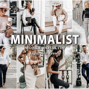 10 MINIMAL LIGHTROOM Presets, minimalistische Lightroom Mobile-Presets, Lightroom-Presets, helle Blogger-Presets, Desktop, Instagram Bild 1