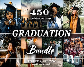 Más de 450 presets para graduación, paquete de presets de Lightroom para graduación, presets escolares, presets para graduados, presets para ceremonias, presets para móviles, retratos