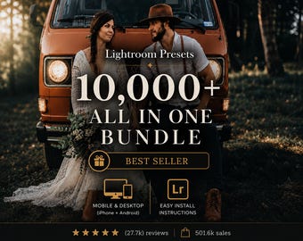 10.000 + Lightroom-Presets, Mobile-Presets-Bundle, Boho-Preset, Cremige Presets, Vintage-Presets, Helle Presets, Rustikale Presets, Stimmungsvoll im Freien