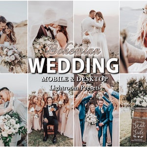 12 Professional WEDDING Lightroom Presets, Mobile Desktop Lightroom Presets, Bohemian Wedding Presets, Couple Presets , Light Boho Preset