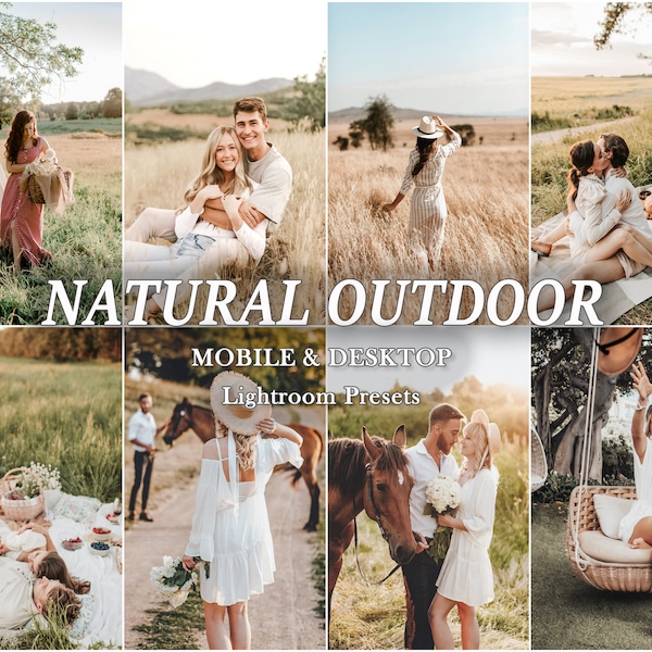 44 Natural LIGHTROOM Presets, Outdoor Presets, Bohemian soft Preset, Warm Light Presets, Mobile Preset, Desktop Presets, Bright Airy soft