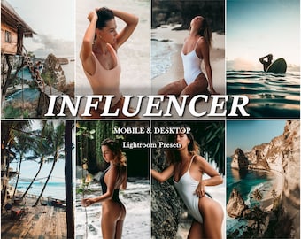 12 INFLUENCER Lightroom Presets, Lifestyle Filters, Summer Preset, Spring Preset, Mobile Desktop Blogger reisvoorinstelling voor Instagram, vsco