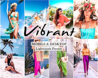 12 Mobile LIGHTROOM Presets, Vibrant Color Presets, Mobile Preset, Instagram Presets, Colorful, desktop presets, blogger, summer, influencer
