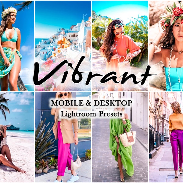 12 Mobile LIGHTROOM Presets, Vibrant Color Presets, Mobile Preset, Instagram Presets, Colorful, desktop presets, blogger, summer, influencer