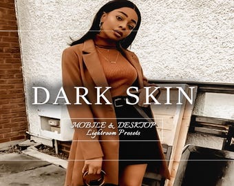 43 Dark Skin Lightroom Presets: Warm Coffee, Golden, Bohemian (Mobile & Desktop)