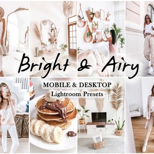 26 Bright Airy Presets, Mobile LIGHTROOM Presets, Bright Preset, Instagram Filter, White Light Airy, Desktop preset, Blogger Indoor Home