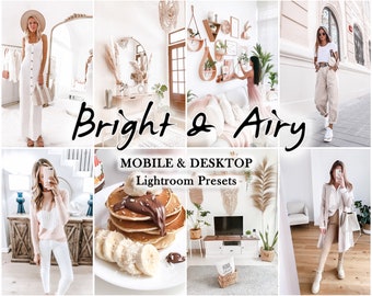 26 ljusa luftiga förinställningar, mobila LIGHTROOM-förinställningar, ljus förinställning, Instagram-filter, luftigt vitt ljus, förinställning för skrivbord, Blogger Indoor Home