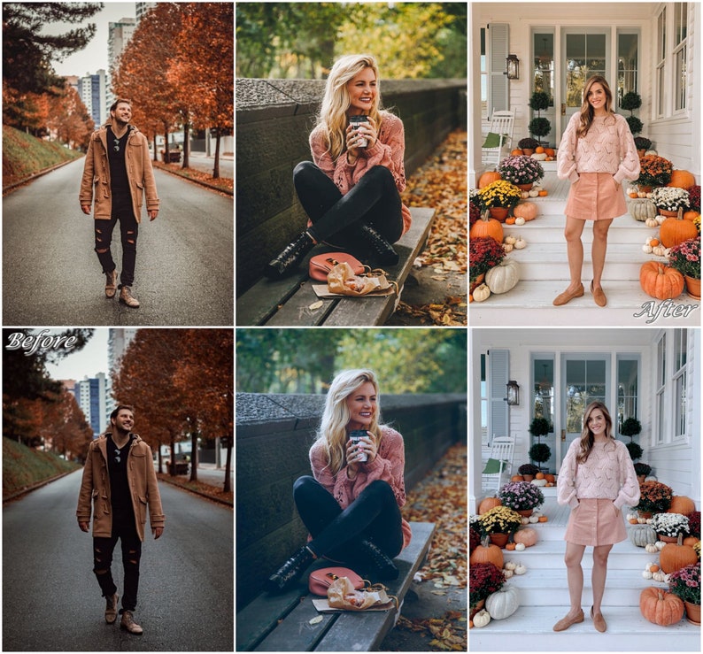 May include: Two images showing the before and after of a photo editing service. The before image shows a man and woman in a park setting. The after image shows the same man and woman in a more vibrant and colorful setting. The image is a great example of how photo editing can enhance the quality of an image.