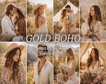 45 Golden Boho Presets, Mobile Lightroom Presets, Warm Wedding Presets, Natural Photo Editing Filter, Outdoor Presets, Rustic Preset