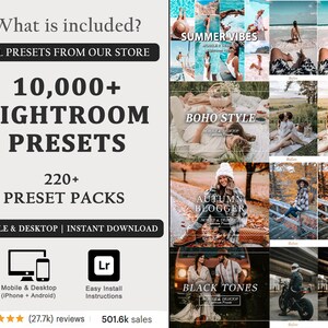 10,000+ Lightroom Presets Bundle, Mobile & Desktop Photo Filters: Bright, Creamy, Natural, Neutral Photo Preset image 2