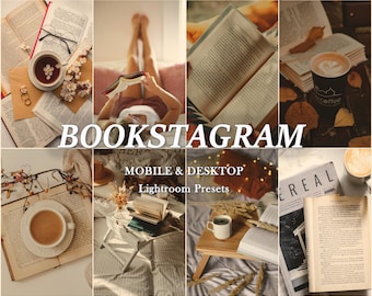 22 BOOKSTAGRAM Presets, Book Presets, Mobile Preset, Lightroom Preset Bundle for Instagram, Warm Academia, Books, Editorial Aesthetic Filter