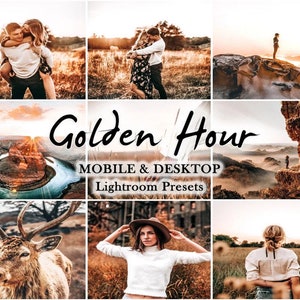15 Golden Hour Lightroom Presets, Desktop And Mobile Presets, Bright, Summer, Sun, Light, warm presets, Aesthetic, Outdoor, Instagram Filter