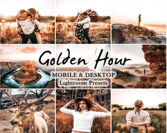 15 Golden Hour Lightroom Presets, Desktop And Mobile Presets, Bright, Summer, Sun, Light, warm presets, Aesthetic, Outdoor, Instagram Filter