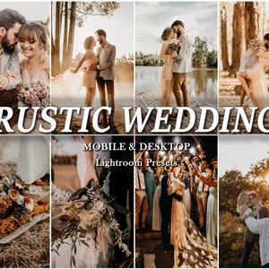 14 Rustic WEDDING Lightroom Presets, Mobile Desktop Lightroom Presets, Bright Elegant Wedding Presets, Couple Preset, Light airy