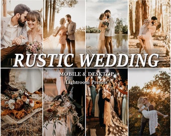 14 Rustic WEDDING Lightroom Presets, Mobile Desktop Lightroom Presets, Bright Elegant Wedding Presets, Couple Love Preset, Light airy