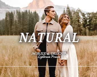 50 naturliga förinställningar, paket med förinställningar för mobilt Lightroom, ljusa luftiga förinställningar, neutral förinställning, förinställning utan filter, förinställning för skrivbordet, ren vit mjuk
