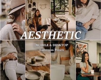 24 AESTHETIC Presets, Lightroom Presets, Retro Vintage Presets, Creamy Presets, Elegant Presets, Mobile Presets Desktop Warm Brown Presets