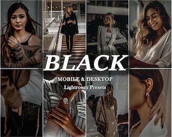 14 BLACK Lightroom Presets, Mobile Desktop Presets, Dark Aesthetic presets, Moody Instagram Filter, Minimal Blogger Presets, Influencer