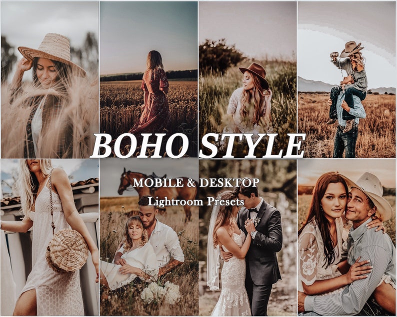 30 Boho LIGHTROOM Presets, Lightroom Mobile Preset, Desktop Presets boho Lightroom Preset, helles Instagram, cremig weiche Presets, Bild 1