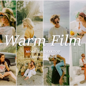12 Warm FILM Lightroom Preset Bundle, Analog Retro Presets for Instagram, 35mm Vintage Mobile Preset Bloggers, Disposable Camera Preset