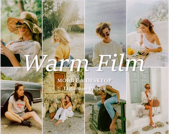 12 Warm FILM Lightroom Preset Bundle, Analog Retro Presets for Instagram, 35mm Vintage Mobile Preset Bloggers, Disposable Camera Preset