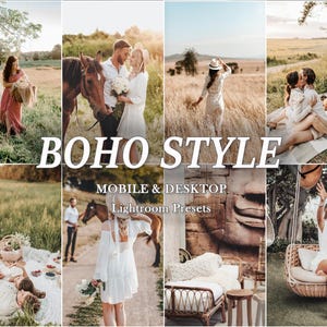 56 BOHO-Presets, Boho-Presets, Mobile Lightroom Presets, Desktop Presets, Cremige Presets, Braun, Warm, Hochzeit, Outdoor, Rustikal