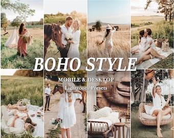56 BOHO-presets, boho-presets, mobiele Lightroom-presets, desktoppresets, romige presets, bruin, warm, bruiloft, buiten, rustieke preset