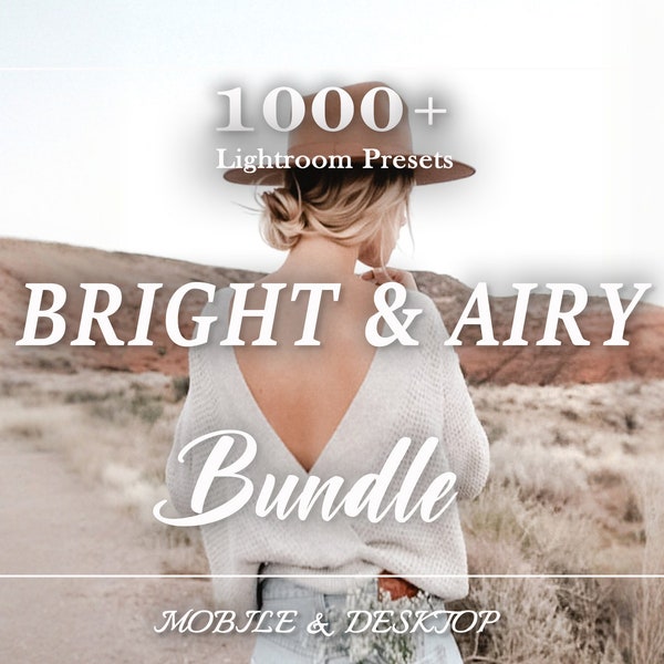 1000 Bright and Airy Lightroom PRESET Bundle, Natural Mobile Desktop Luxury Aesthetic Presets, Bright Neutral Photo Preset, Lifestyle indoor