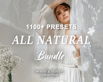 1200 NATURAL Lightroom PRESET Bundle, Mobile Desktop Luxury Aesthetic Presets, Bright Neutral Photo Presets, Lifestyle indoor soft Presets